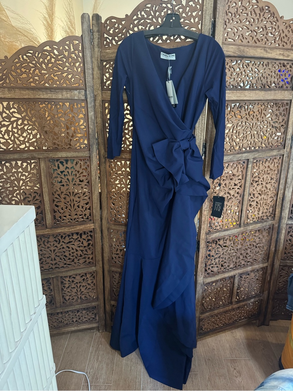 La Petite Chiara Boni Maco Bow-Draped Jersey Gown NEW NWT